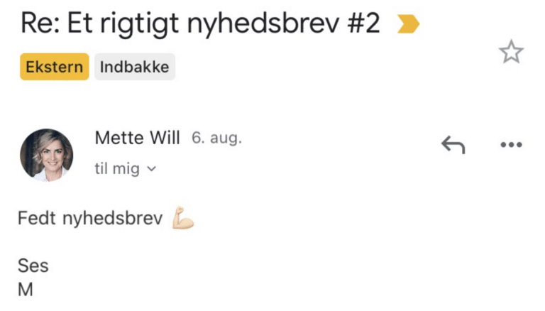 Læsersvar på Et Rigtigt Nyhedsbrev #2: Fedt nyhedsbrev